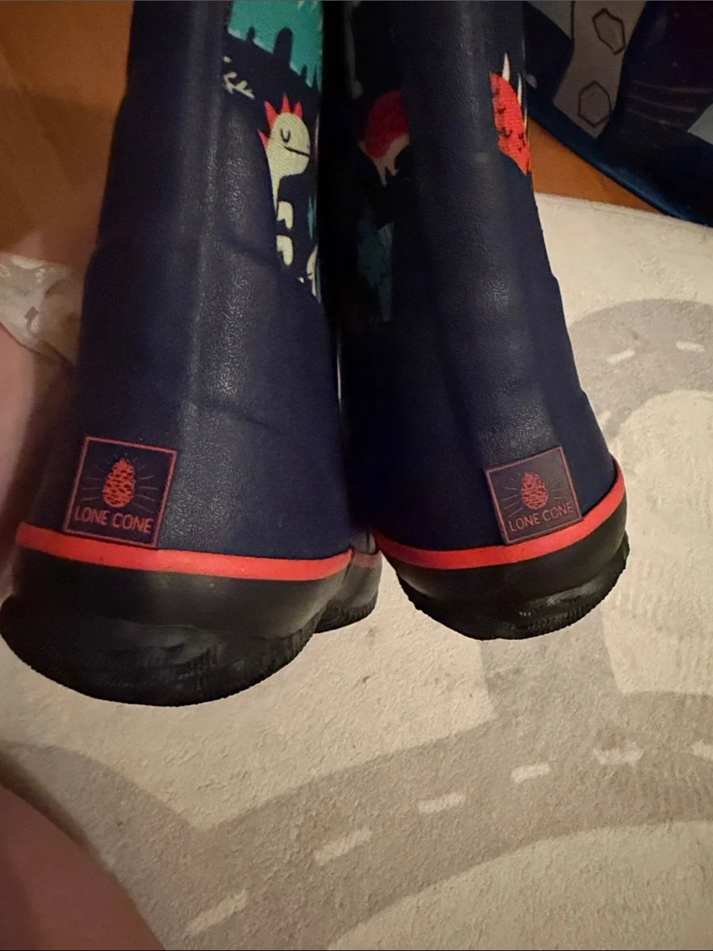 Kids Navy Dinosaur Rain Boots
